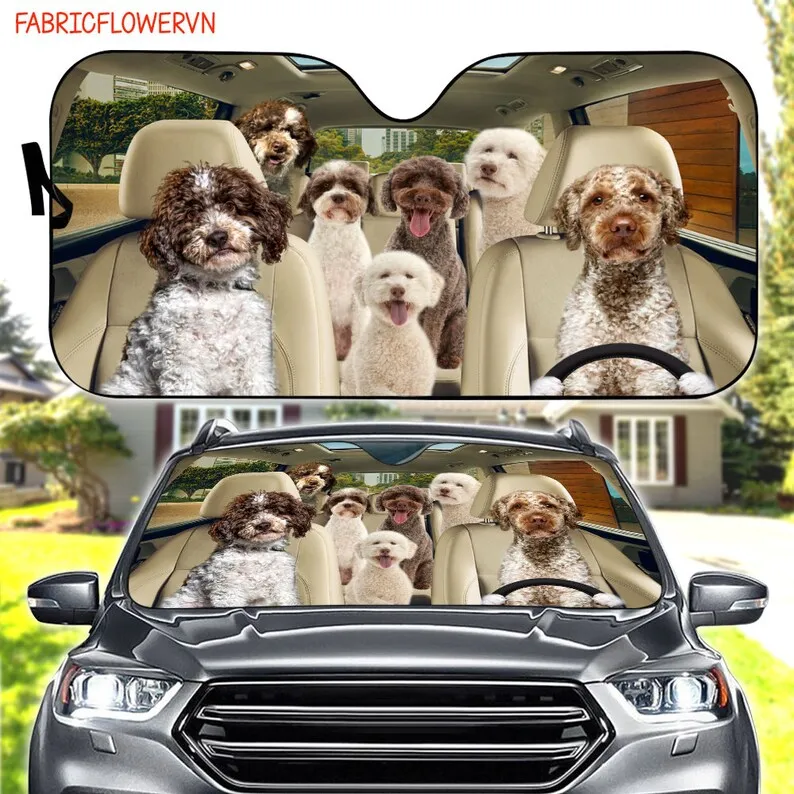 Lagotto Romagnolo Car Sunshade, Dog Car Decoration, Dog Windshield, Dog Lovers Gift, Dog Car Sunshade, Gift For Mom, Gift For Da