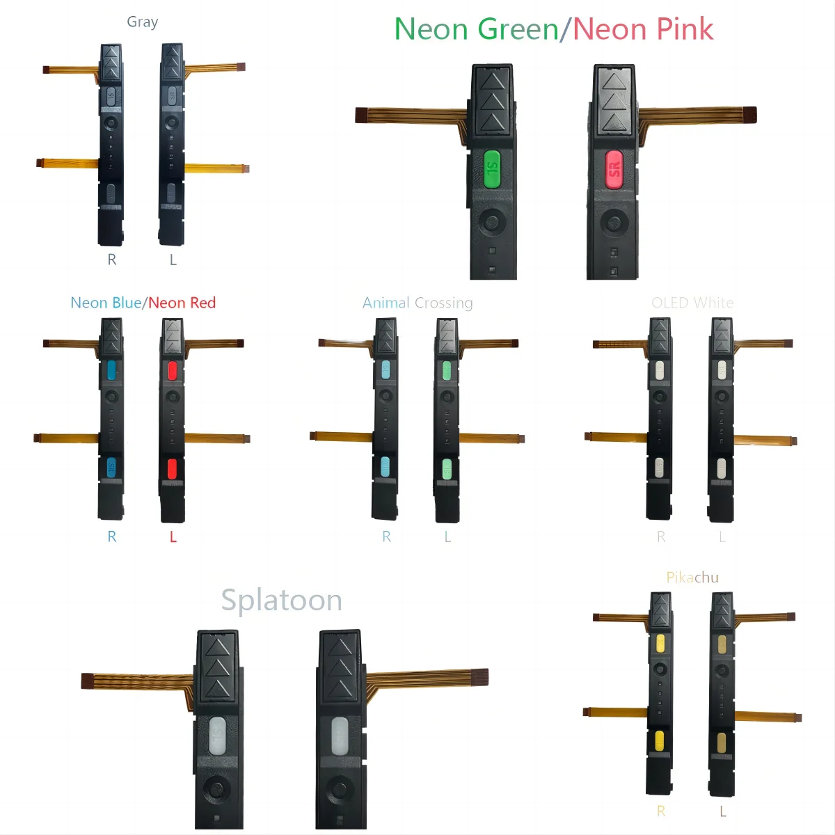 10 Paia Per Switch Joycon Oled Controller Repair Module Slider Rail Con Pulsante Sl Sr E Cavo Flessibile