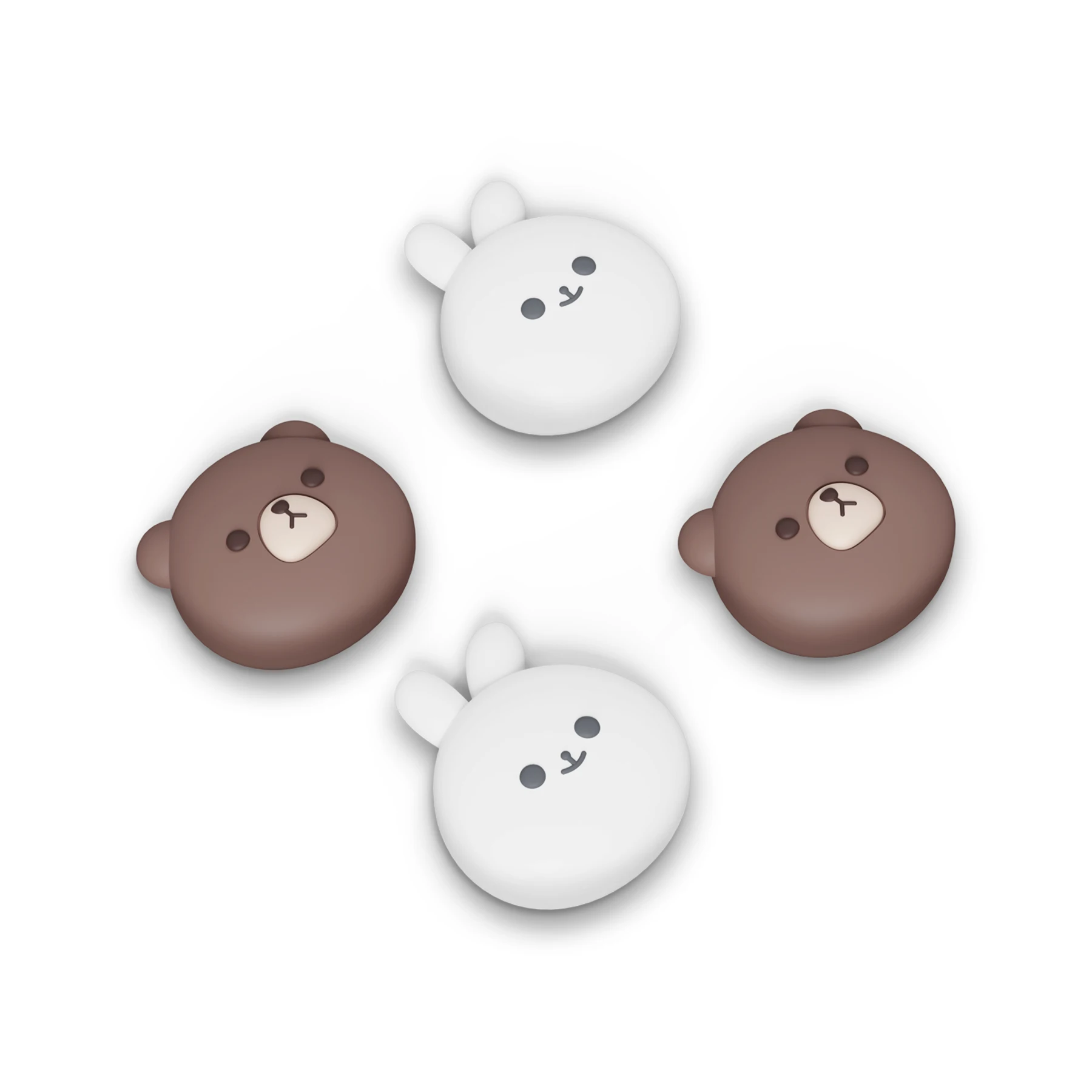 Playvital Joystick Caps Per Nintendo Switch & Switch Lite, Thumb Grips For Switch Oled Joycon - Chubby Bear & Smiley Bunny