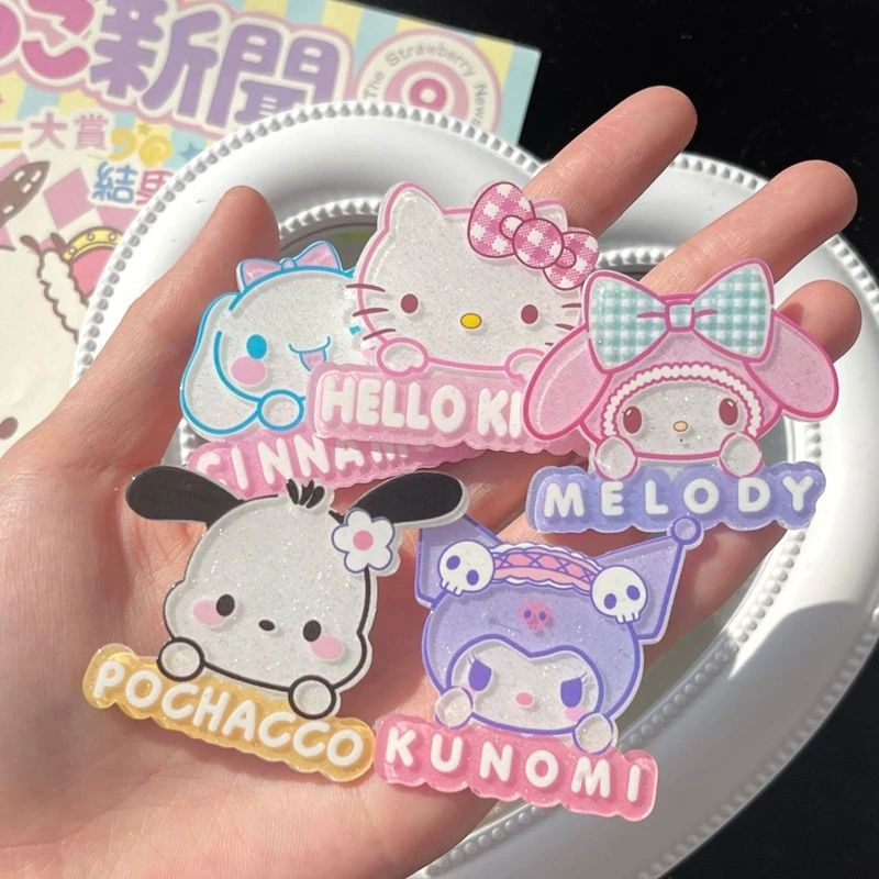 New Kuromi Hairpin Set Hello Kitty Pacha Sanrio Cartoon My Melody Cinnamoroll Love Kawaii Anime Box Girl Heart Decorare Toy Gift