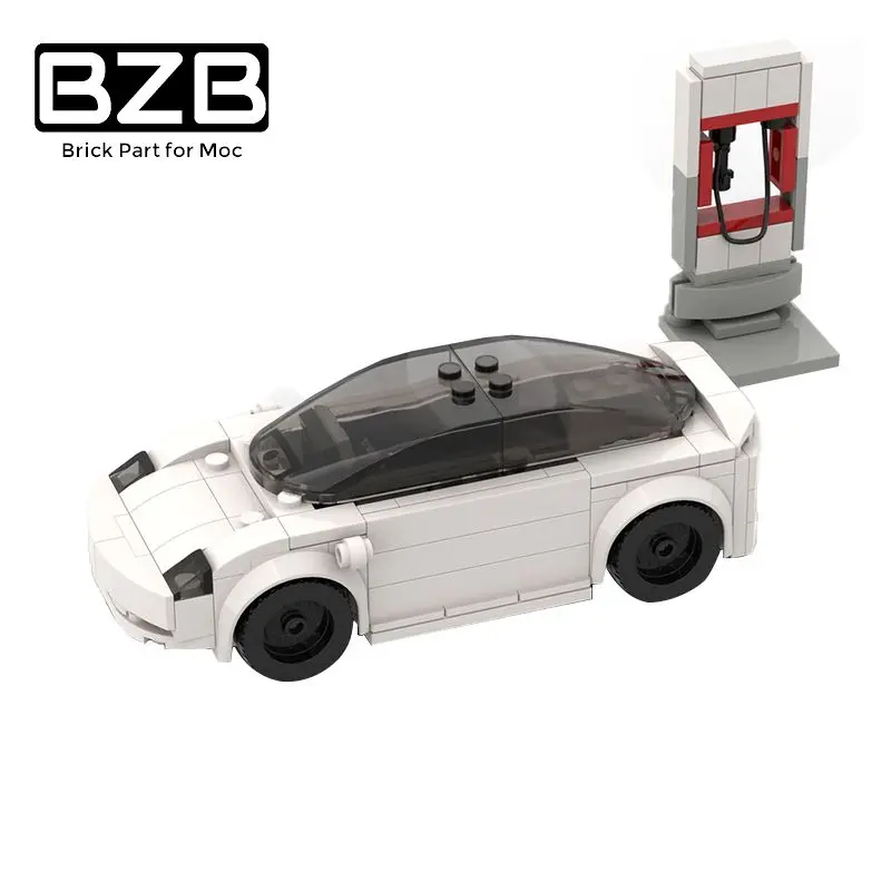 Moc Veicolo Elettrico Auto Energetica Tesla Medol 3 Mucchio Di Ricarica Modello Fai-Da-Te Modello Creativo Mattoni Fai-Da-Te Set Giocattoli Per Bambin