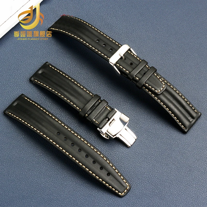 Cinturino In Pelle Bovina Ltalian Adatto Per Hamilton Broadway H43515735 Seiko Grasuti 22Mm Maschio