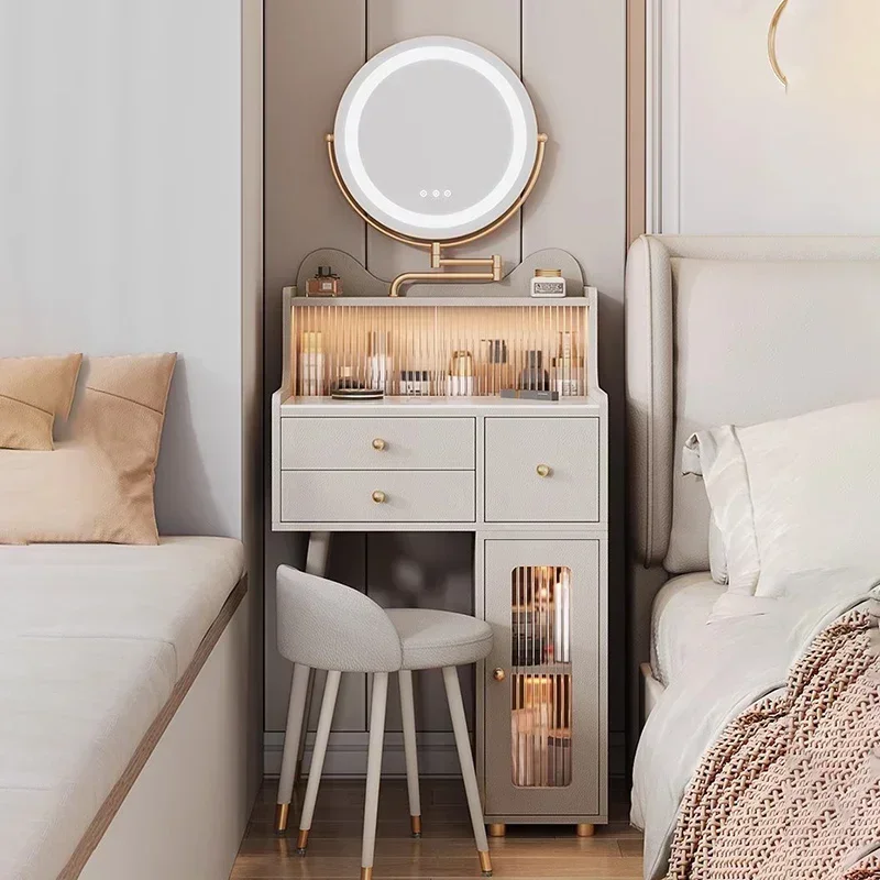 Minimalista Vanity Desk Storage Make Up Corner Modern Small Cosmetic Table Chair Comodini Tavolo Trucco Furniture Lj50Dt