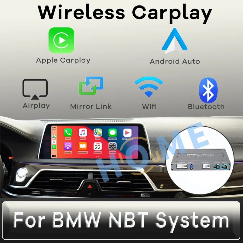 Scatola Di Interfaccia Automatica Android Carplay Mmi Wireless Per Sistema Bmw F20 F21 F22 F23 Nbt Con Schermo Da 6.5 ''/8.8''/10.2''