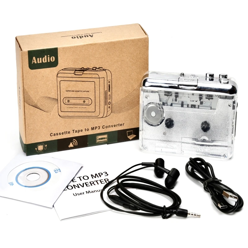 Lettori Di Cassette Portatili Walkman Tape Player Mp3 Cassette A Mp3 Type-C Player 2 Batterie Aa O Lettori Alimentati Tramite Usb T3Eb