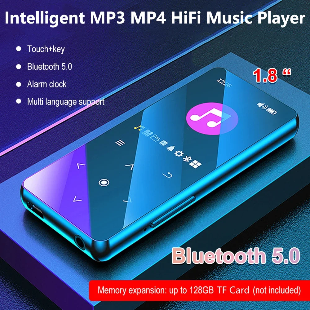 Lettore Mp3 Portatile Bluetooth 5.0 Hifi Lossless Music Player Mini Mp4 Riproduzione Video Con Radio Fm E-Book Registrazione Per Walkman