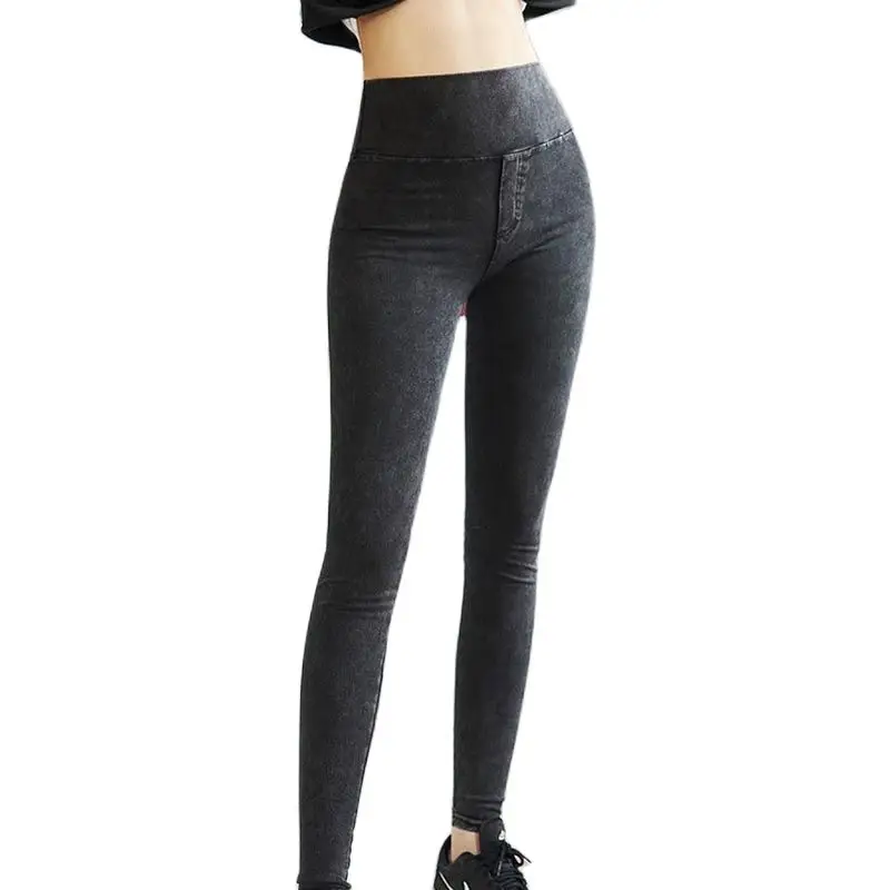 Denim Barbie Stretch Pants Women'S Outer Wear Thin Yoga High Waist Abdomen Hip Raise Leggings Spring And Autumn New Pencil Pants