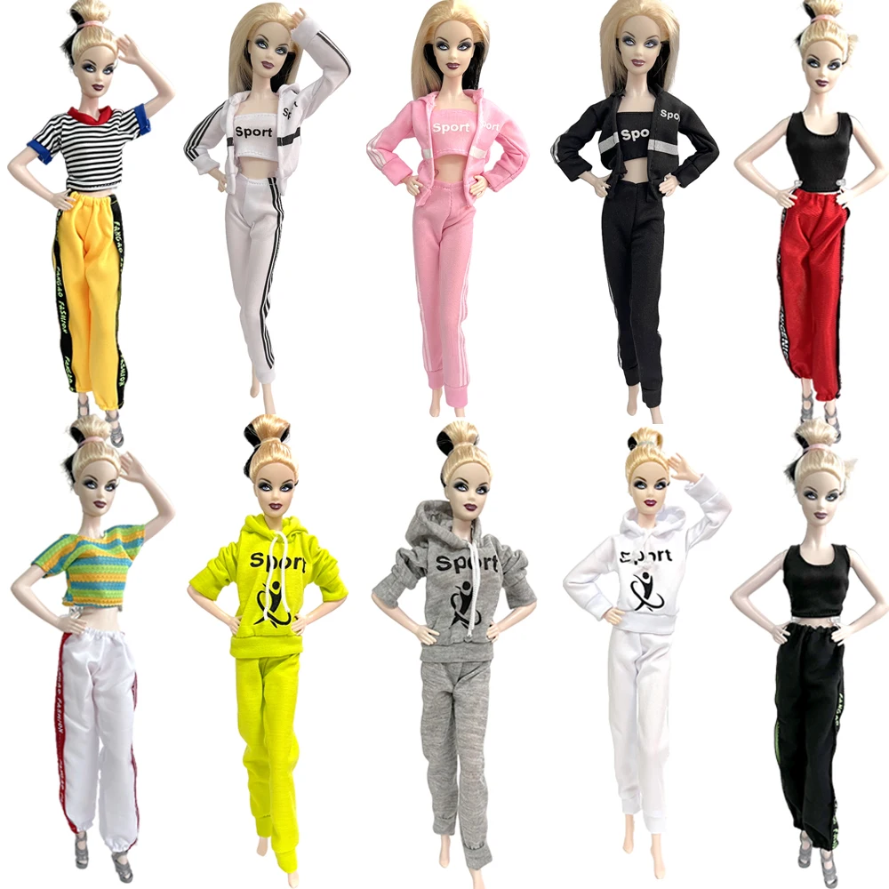 Nuovo 1 Set Fashion Outfit White Sports Casual Wear Yoga Outfit Per 1/6 Doll Running Gym Clothes Per Barbie Doll Accessori