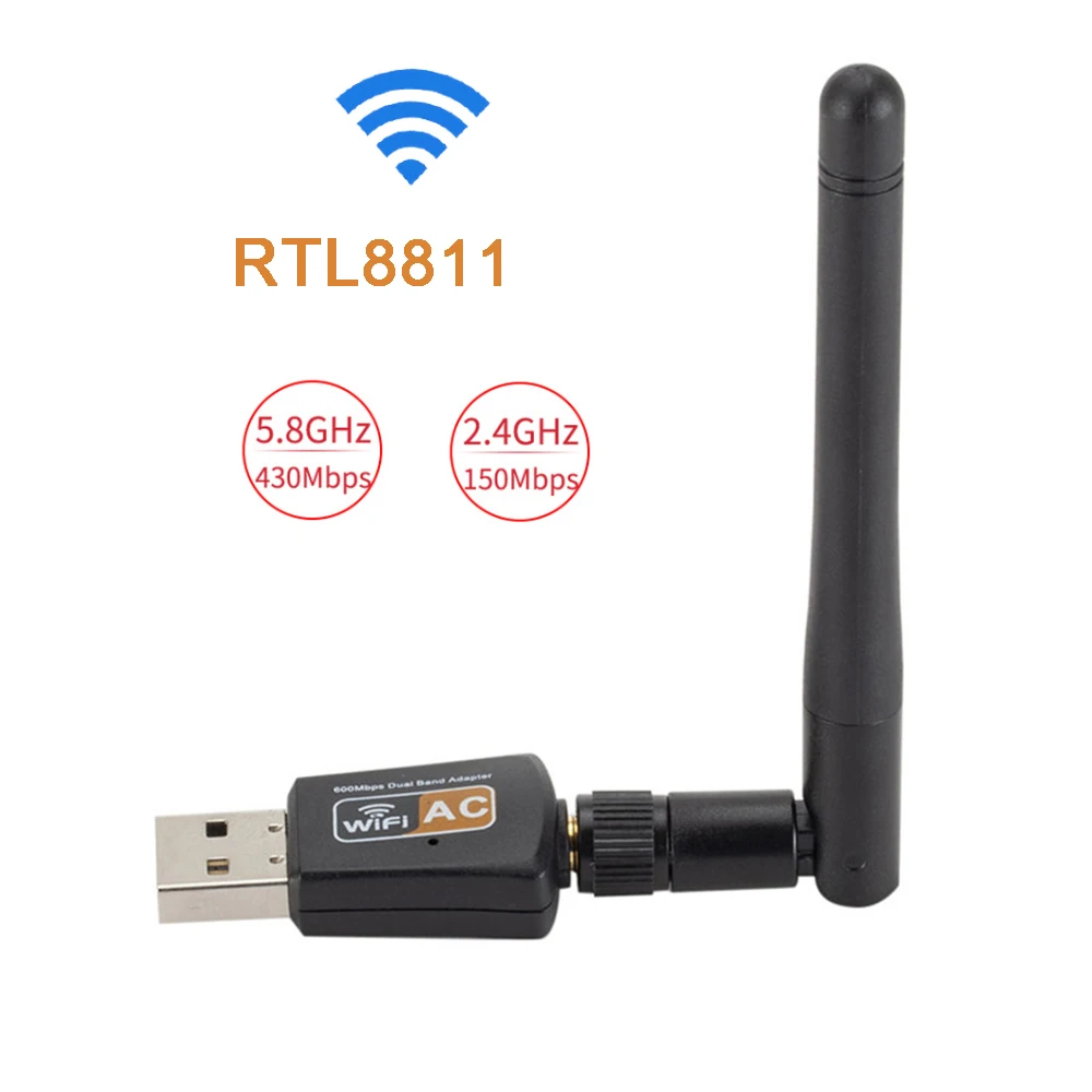 Adattatore Wifi Usb 600Mbps 2.4Ghz 5Ghz Antenna Wifi Dual Band Con Antenna Extender 2Dbi Per Windows 2000/Xp/7/8/10