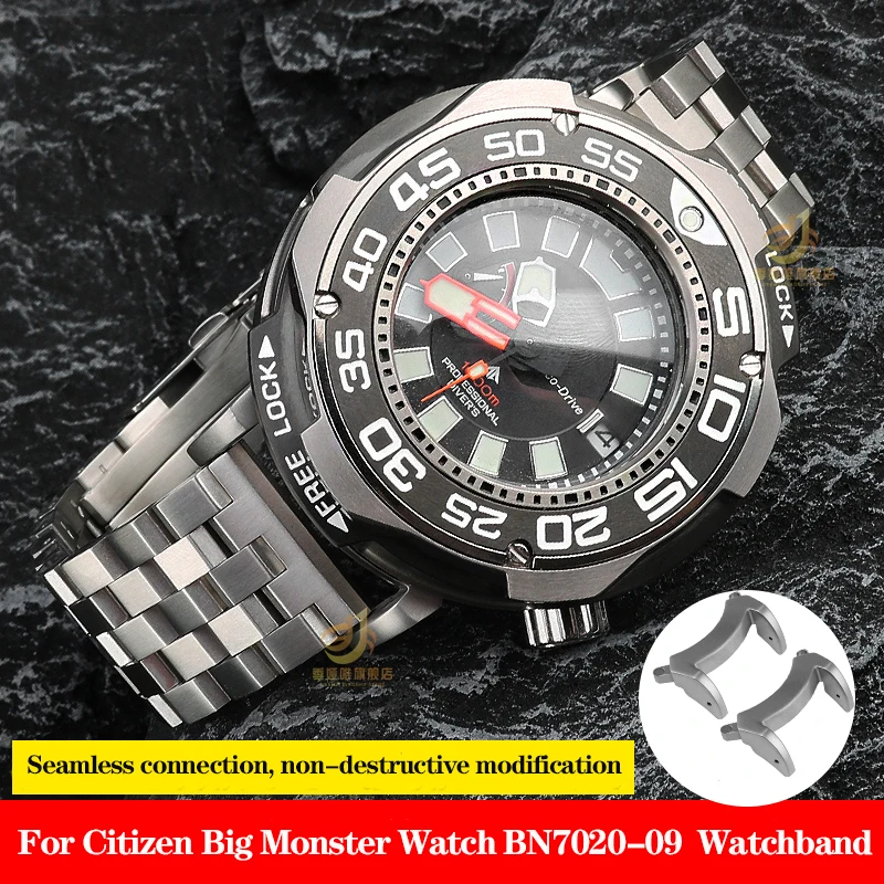 Per Citizen Big/Enorme Monster Watch Band Bn7020 Bn7020-09E/17E Acciaio Inossidabile Capocorda Grain Metal Adapter Cinturino Modificato