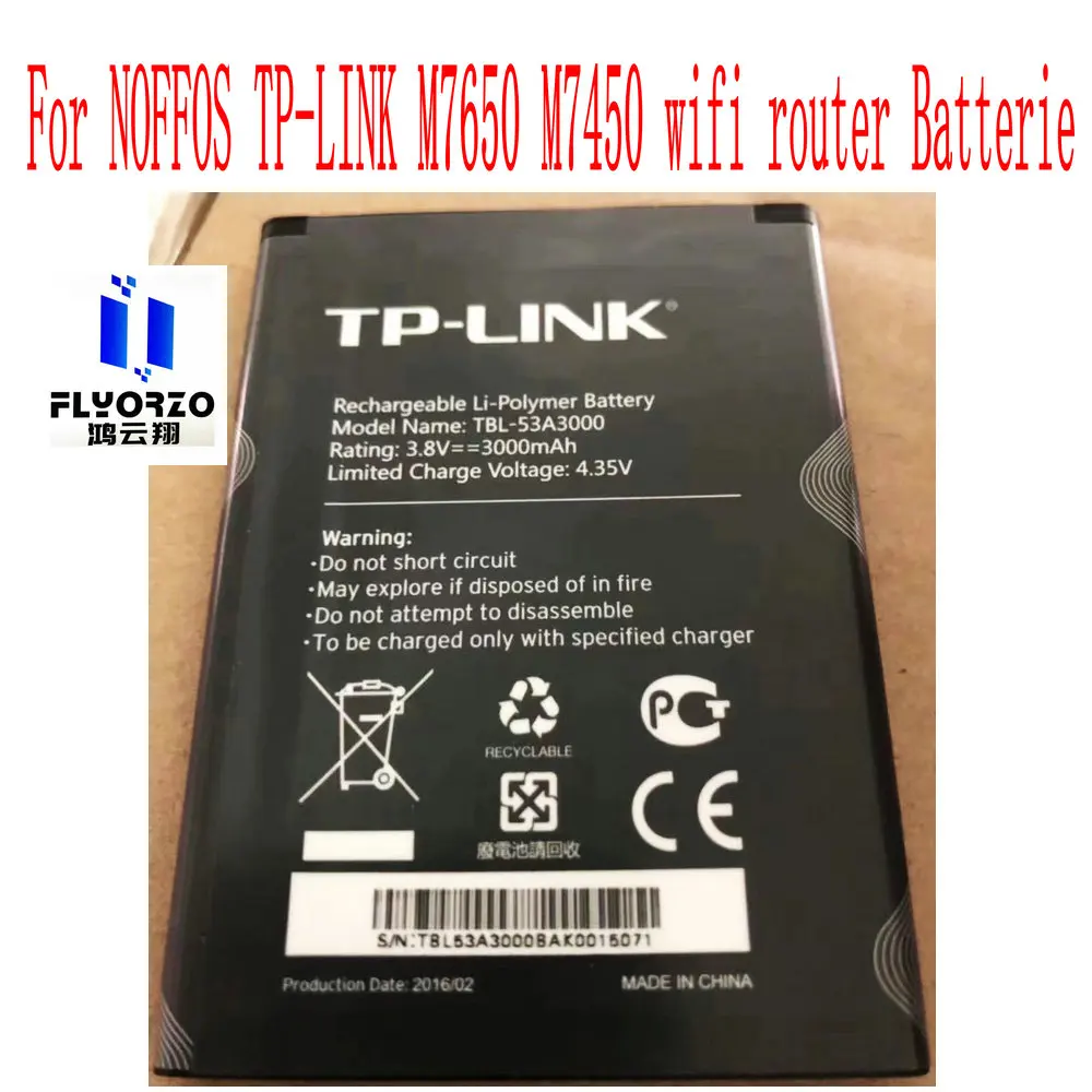 Nuova Batteria Del Router 3000Mah Tbl-53A3000 Per Batterie Del Router Wifi Noffos Tp-Link M7650 M7450
