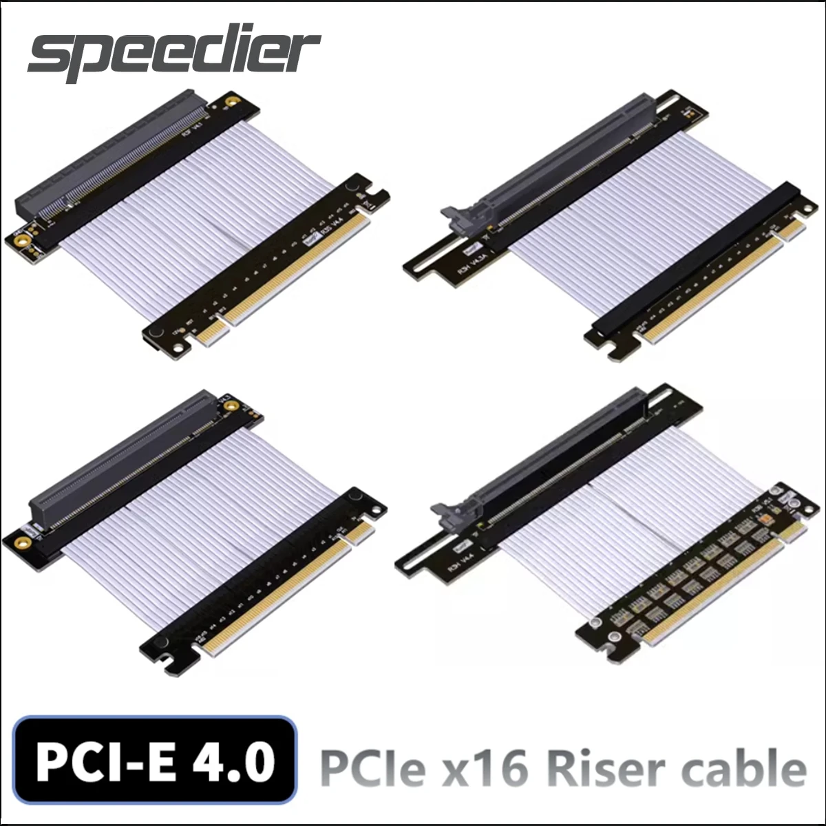 Silver New Pcie 4.0 X16 Riser Cable Gen4 Graphics Video Card Riser Extender Pci Express 4.0 16X Universal Gaming Atx Gpu Pc Case