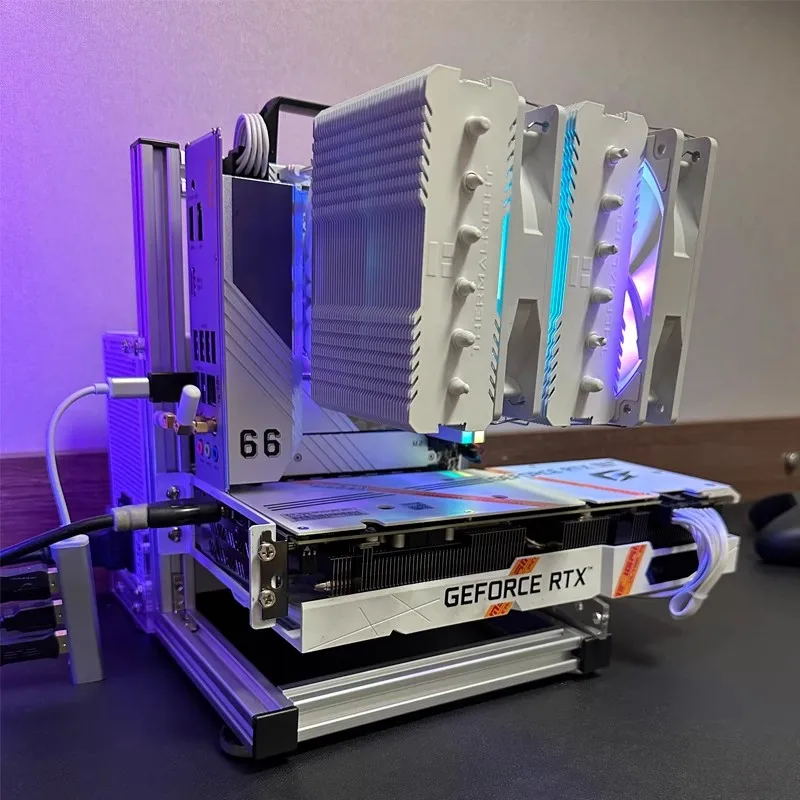 Custodia Per Pc Verticale Rack A Telaio Aperto, Mod Gamer Cabinet Per Itx Matx Atx Portable,Pc Gaming Computer Chassis Desktop