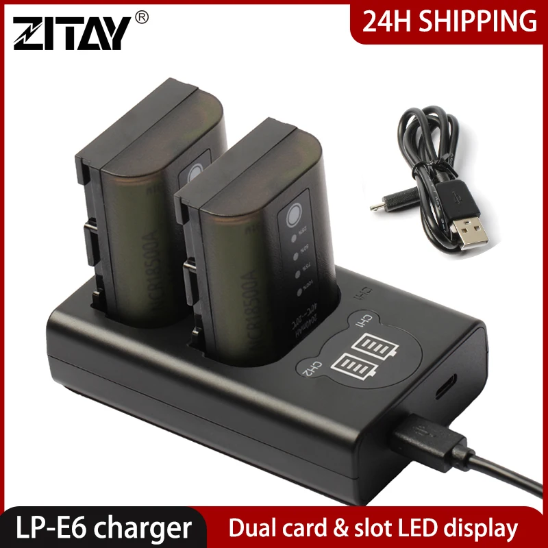 Caricabatteria Zitay Lp-E6 Per Canon Eos 5D Mark Ii Eos 5D Mark Iii 60D 60Da 6D 70D 7D 7D Mark Ii Caricabatterie Per Fotocamera A Led