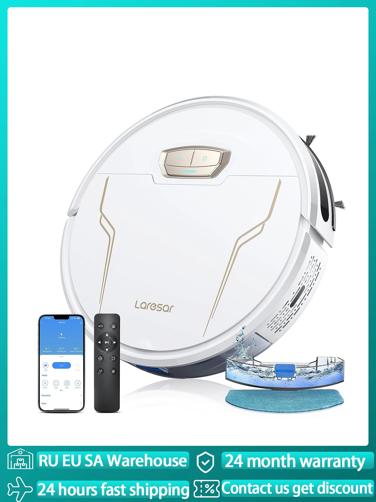 Lavesar Evol 3S Robot Aspirapolvere 5000Pa Aspirazione 150 Minuti Navigazione Intelligente Mopping Intelligent Robotic Smart Home Appliance