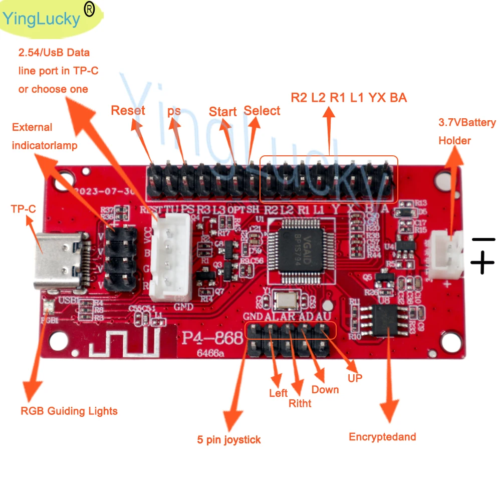 Joystick Encoder Pcb Board Usb Arcade Zero Delay Controller Per Pc Ps3 Ps4 One Player Wireless Bluetooth Con Batteria