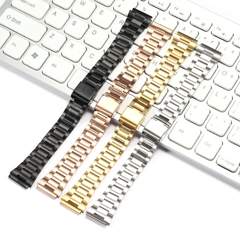Cinturino In Acciaio Inossidabile 18Mm Adatto Per Casio A158 / A159 / A168 /A169 /B650 Klassieke Vierkante Zilveren Blok Metalen Band