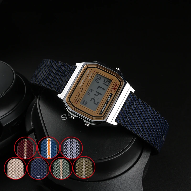 Cinturino In Nylon Per Casio Antique Electronic Cube Series Watch A158 A159 A168 A169 Ae1200 Mcw200 Cinturino In Tela Cinturino Maschile
