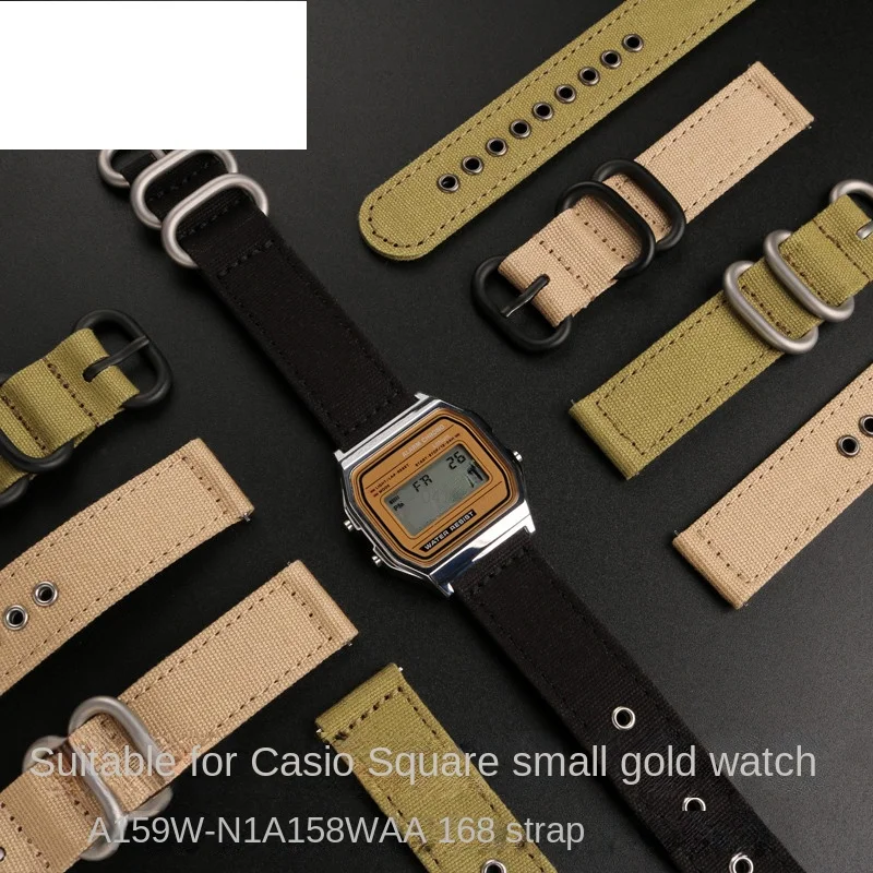Cinturino Per Orologio In Nylon Adatto Per Casio Retro Small Square A159W-N1 A158Wa A168 Cinturino In Tela Di Nylon Impermeabile 18Mm
