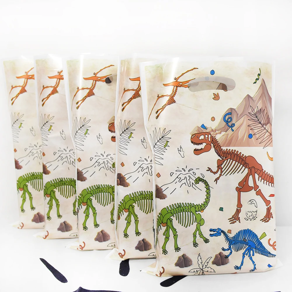 Jurassic Dinosaur World Sacchetto Regalo Di Plastica Loot Bag Kid Fossil Dinosaur Forniture Per Feste Di Buon Compleanno Decorazioni A Tema