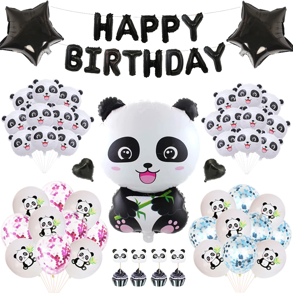 Cartoon Panda Foil Balloon China National Treasure Happy Birthday Party Decor Kids Baby Shower Air Balloon Forniture Per Feste