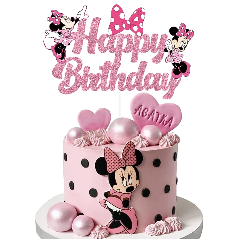 Disney Minnie Mouse Cake Decorations Minnie Party Cake Topper Per Bambini Festa Di Compleanno 1St Baby Shower Cake Decor Forniture Regali