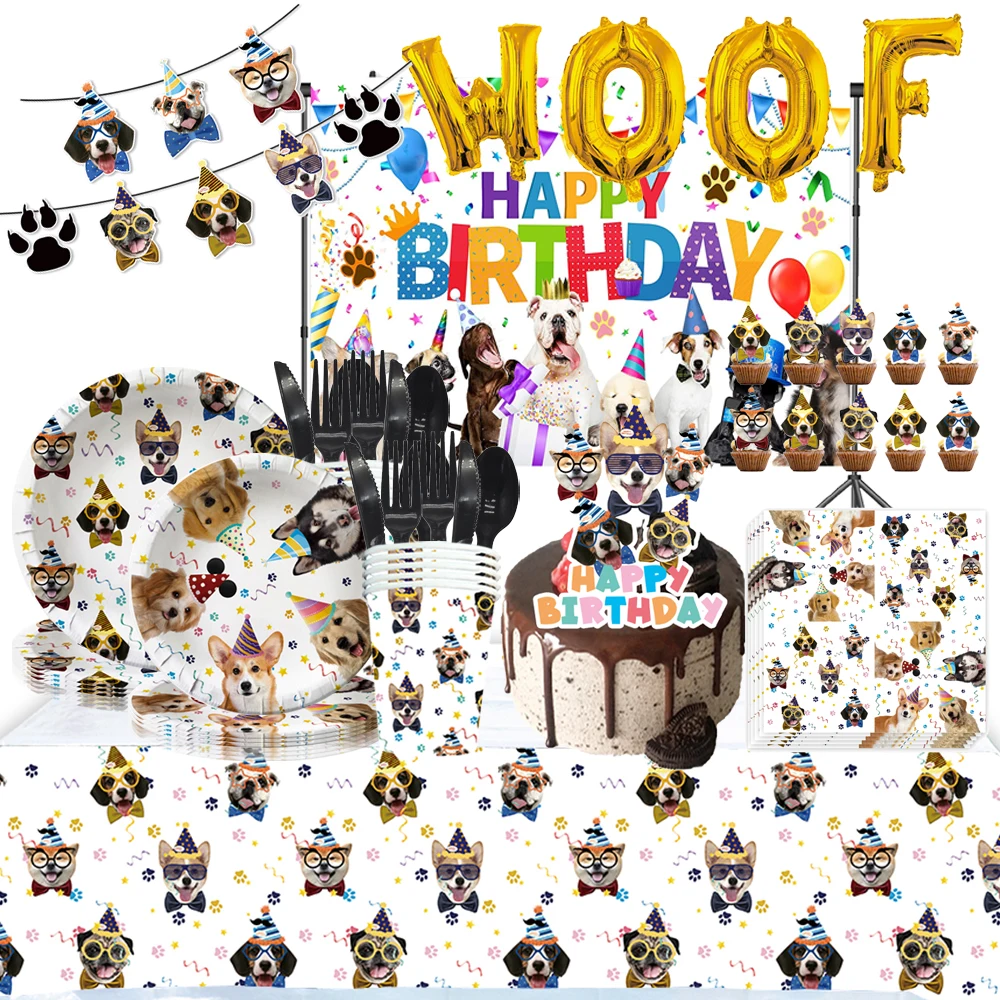 Forniture Per Feste Di Compleanno Per Cani Da Compagnia Stoviglie Per Feste Per Cuccioli Per Bambini Decorazioni Per Feste Piatti Tovaglioli Tovaglia 