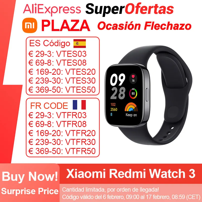 Xiaomi Redmi Watch 3 Smart Watch, 1.75 "Amoled 390X450 Pixel Frequenza Cardiaca Dell'Ossigeno Nel Sangue, Bluetooth Phone Call Uomo/Donna Smart Watch