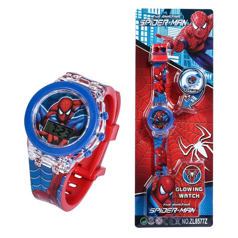 Flash Light Spiderman Kids Watches For Boys Cartoon Shark Mickey Children Watch Girls Student Clock Gifts Spedizione Gratuita