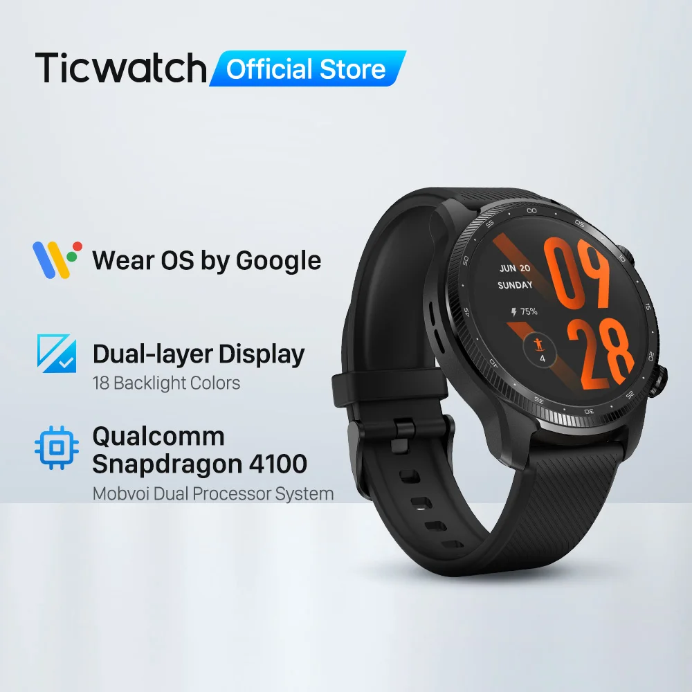 Ticwatch Pro 3 Ultra Gps Wear Os Smartwatch Men Qualcomm 4100 Mobvoi Dual Processor System Guarda Il Monitoraggio Dell'Ossigeno Nel Sangue