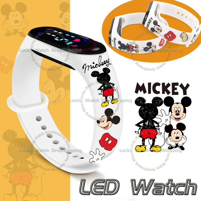 Mickey Minnie Kids Anime Watches Disney Cartoon Character Figures Led Touch Orologio Elettronico Per Bambini Impermeabile Regali Di Compleanno
