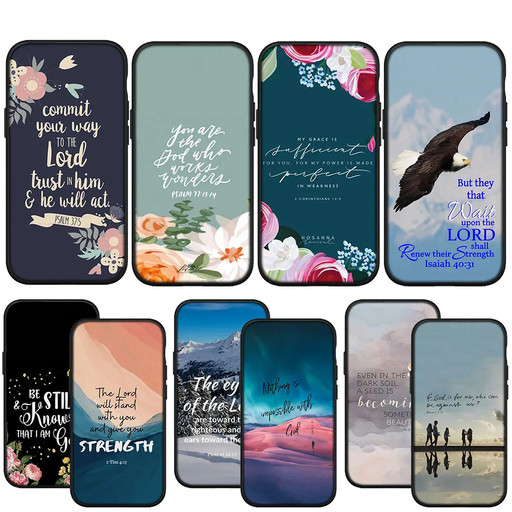 Versetto Della Bibbia Christian Strength God Spring Case Per Iphone 15 14 13 12 Mini 11 Pro X Xr Xs Max 7 8 Plus + 15 + 14 + Custodia Per Telefono