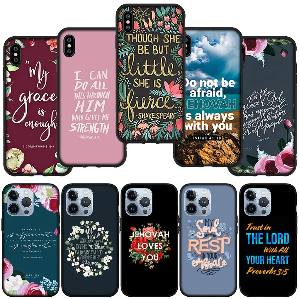 Bibbia Verse Faith Christian Wholesale Philippians Soft Cover Per Iphone 15 14 13 12 Mini 11 Pro Xs Max X Xr 7 8 Plus + Custodia Per Telefono
