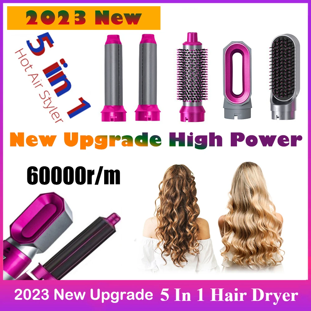 2023 Nuovo Aggiornamento 5 In 1 Asciugacapelli 60000Rpm Spazzola Ad Aria Calda Ad Alta Velocità Strumenti Per Acconciature Per Dyson Airwrap Con Curli