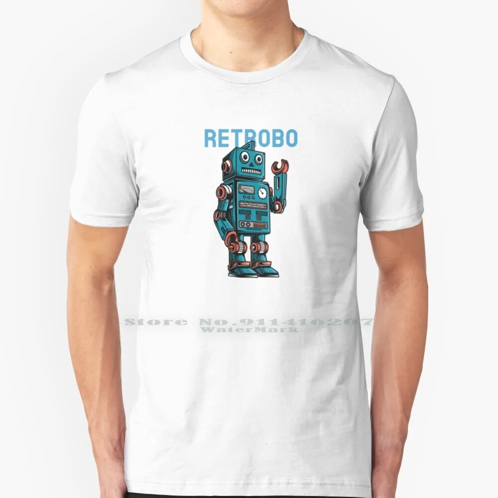 Maglietta Retrobo 100% Robot In Puro Cotone Astro Anime Astro Boy Boy Japan Astroboy Atom Cartoon Future Manga Science Giapponese
