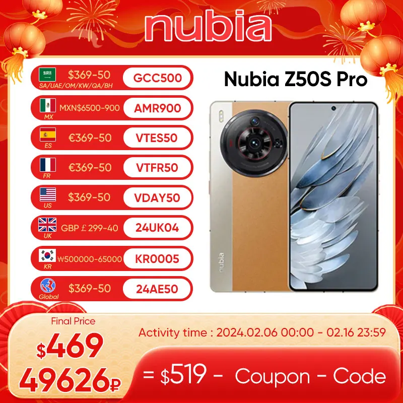 Versione Globale Zte Nubia Z50S Pro 5G Ultima Versione Snapdragon 8 Gen 2 6.78 ''120Hz Amoled Flessibile Octa Core 80W Ricarica Rapida