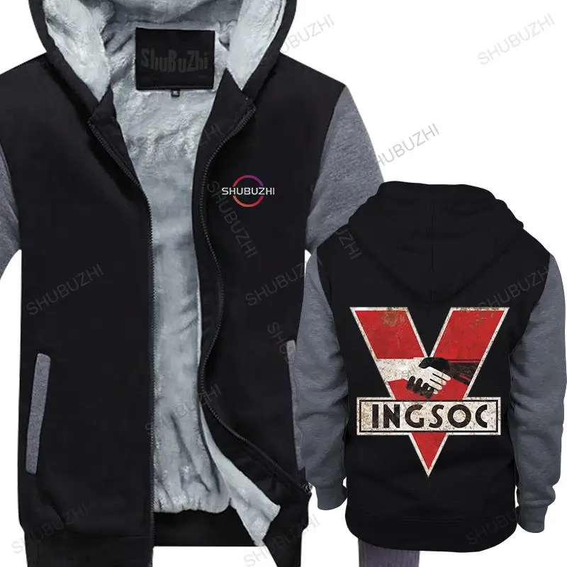 Mens 1984 Ingsoc George Orwell Big Brother Distressed Design Bladerunner Casual Pride Men Unisex Winter Hoody Vintage Jacket