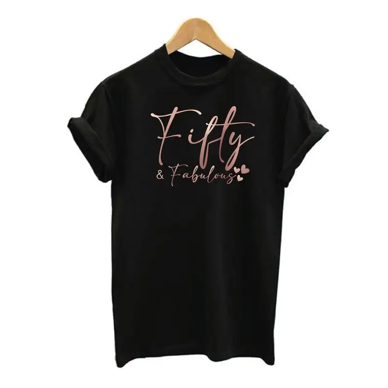50Th Birthday Gift For Women Fty And Fabulous Birthday T-Shirt, 1972 Women'S Mum Best Friend 100% Cotton Y2K Drop Shipping
