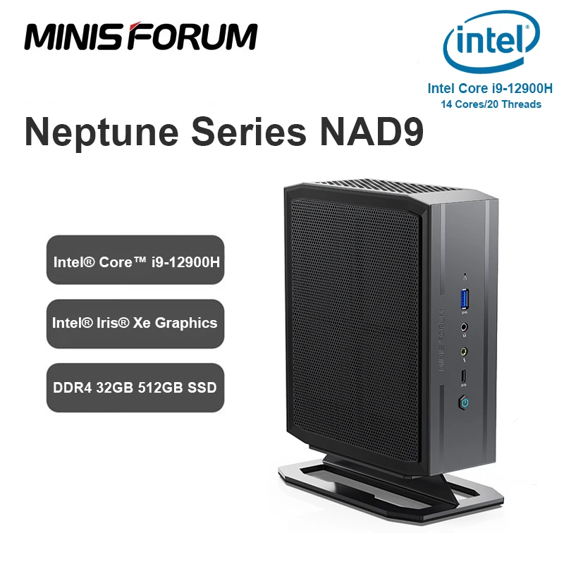 Minisforum Neptune Mini Pc Nad9 Intel Core I9 12900H Intel Iris Xe Ddr4 32Gb 512Gb Ssd Computer Desktop Windows 11 Mini Pc Gamer
