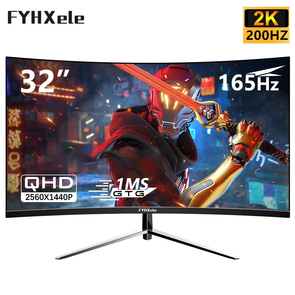 Fyhxele Monitor Da Gioco Monitor Da 32 Pollici 165Hz Gioco 2K Qhd Mva Monitor Curvo R2800 Per Display Desktop Monitor Compatibile Hdmi