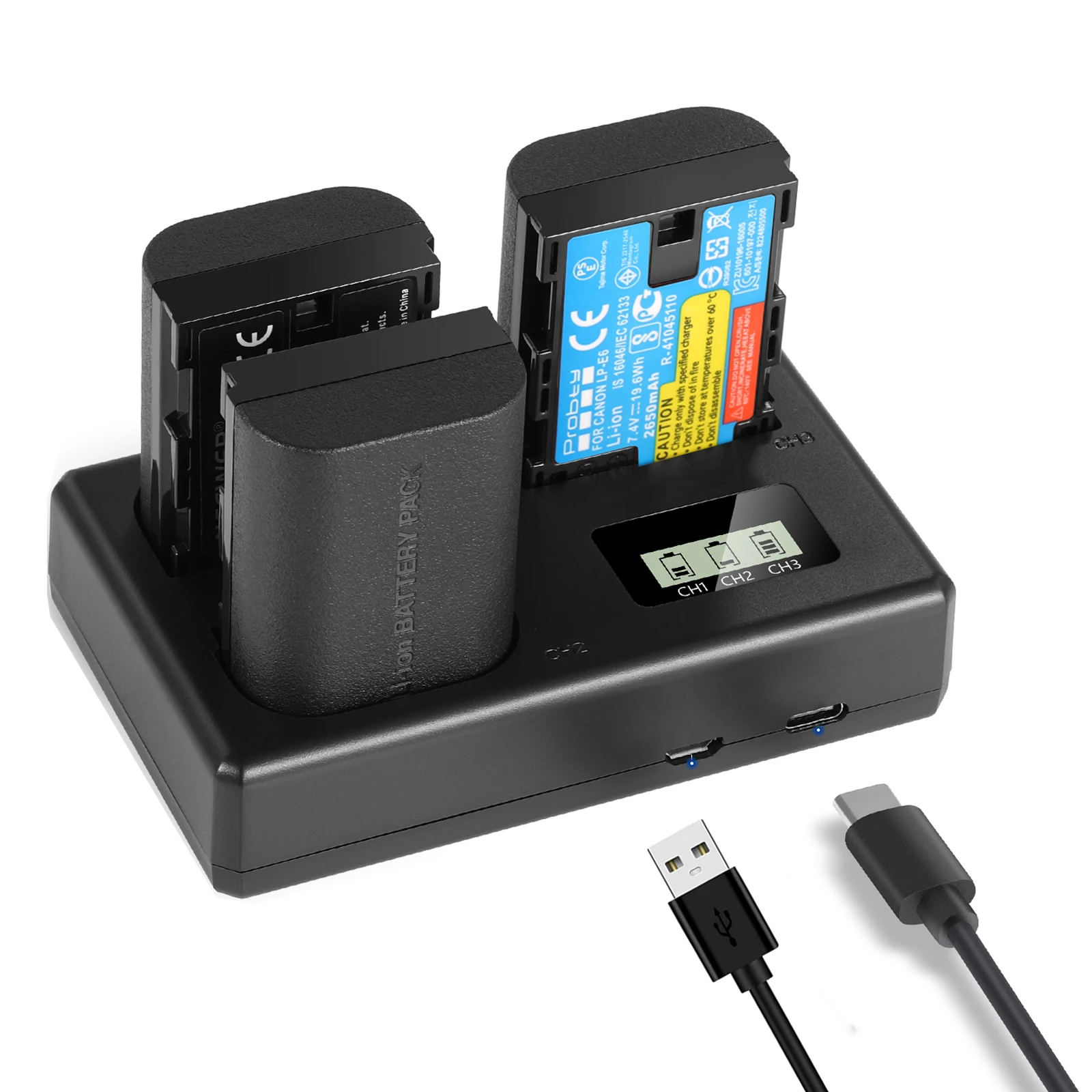 2650Mah Lp-E6 Lp E6N Batteria Caricabatterie A 3 Canali Per Canon 5D Mark Ii Iii 5D Mark Iv 5Ds/5Ds R 60D 6D Mark Ii 7D 7D Mark Ii 70D