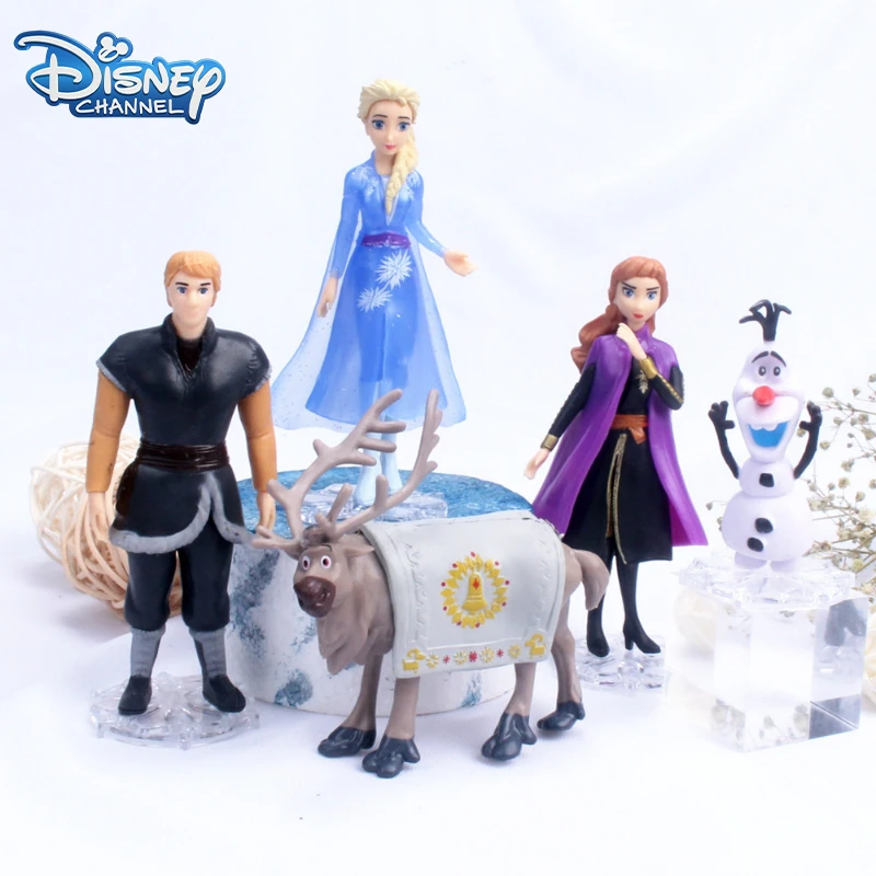 5 Pz Disney Frozen 2 Snow Queen Elsa Anna Princess Pvc Action Figure Olaf Krimoff Sven Model Toy Anime Dolls Figurine Kids Gift