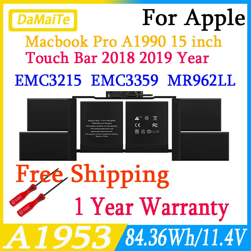 Batteria Damaite A1953 Per Apple Macbook Pro Retina A1990 Touch Bar Da 15 "(Metà 2018 / 2019) Emc3215 Emc3359 Mr962Ll Laptop 83.6Wh