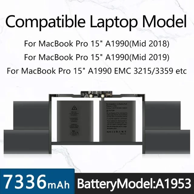 Ifixchina A1953 Batteria Per Laptop Per Apple Macbook Pro A1990 15 "Touch Bar (Metà 2018 / 2019) Emc3215 Emc3359 Mr962Ll 11.4V 83.6Wh