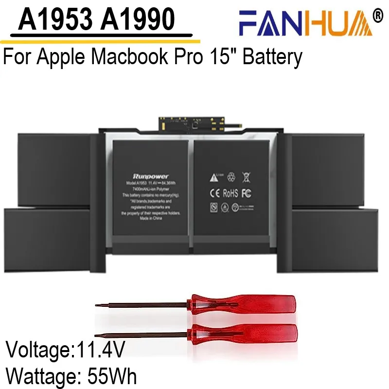 Batteria Per Laptop 83.6Wh A1953 Per Apple Macbook Pro A1990 Touch Bar Da 15 "(Metà 2018 / 2019) Emc3215 Emc3359 Mr962Ll 11.4V