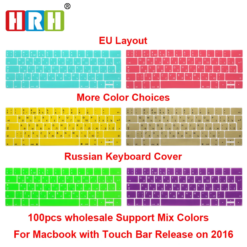 Hrh Slim 100Pcs Eu/Uk Cover Per Tastiera In Silicone Russo Per Mac Pro 13 "A1706 A2159 Pro 15" A1707Touch Bar Release 2018/2019