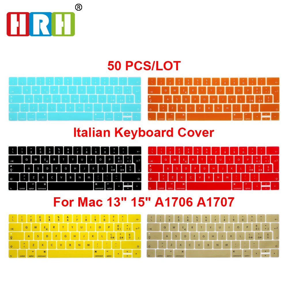 Hrh Wholesale 50Pcs Eu Italian Cover Per Tastiera In Silicone Skin Per Mac Pro 13 "A1706 15" A1707 Con Touch Bar Release 2019/2018/2017