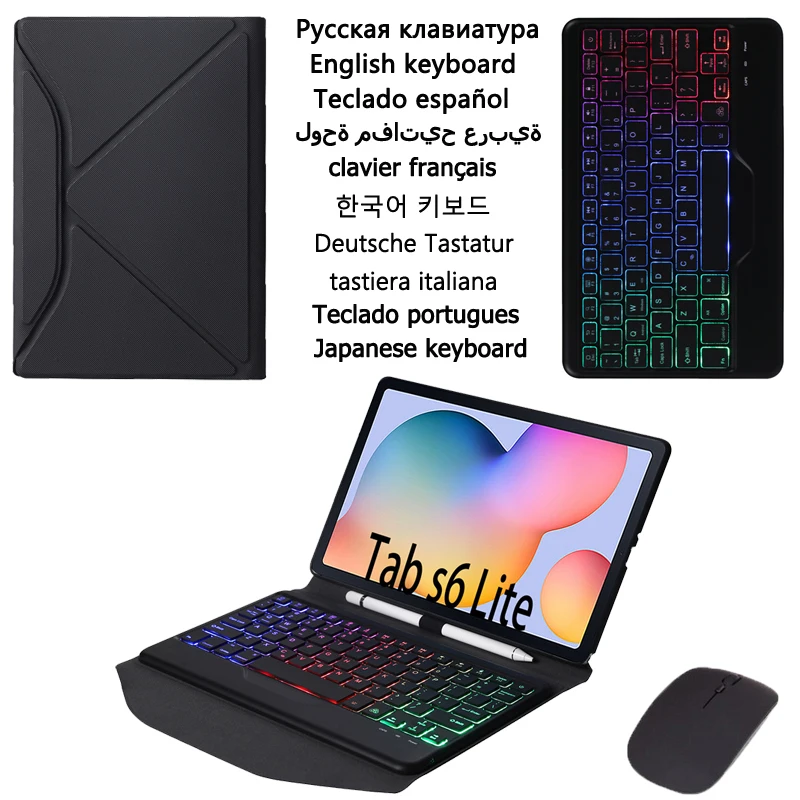 Cover Funda For Samsung Galaxy Tab S6 Lite 10.4 Keyboard Case For Galaxy Tab S6 Lite Sm-P610 P615 Backlit Keyboard Cover Leather