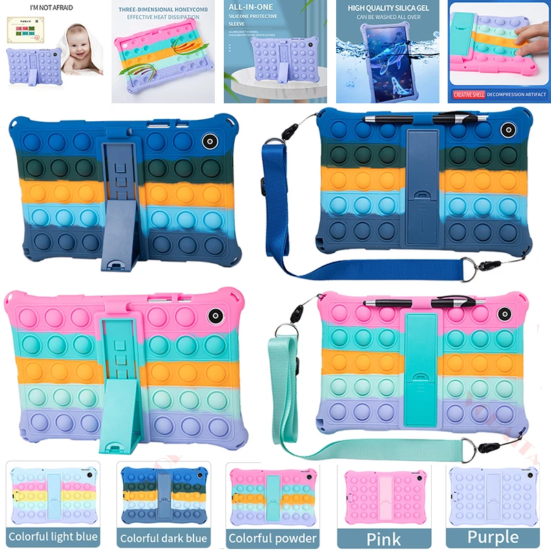 Silicon Case For Samsung Galaxy Tab A 8 10.5 Inch Sm-X205 X200 Funda A7 T500 S5E S6 Lite 8.7 T220Tablet Kids Bubble Cases Cover