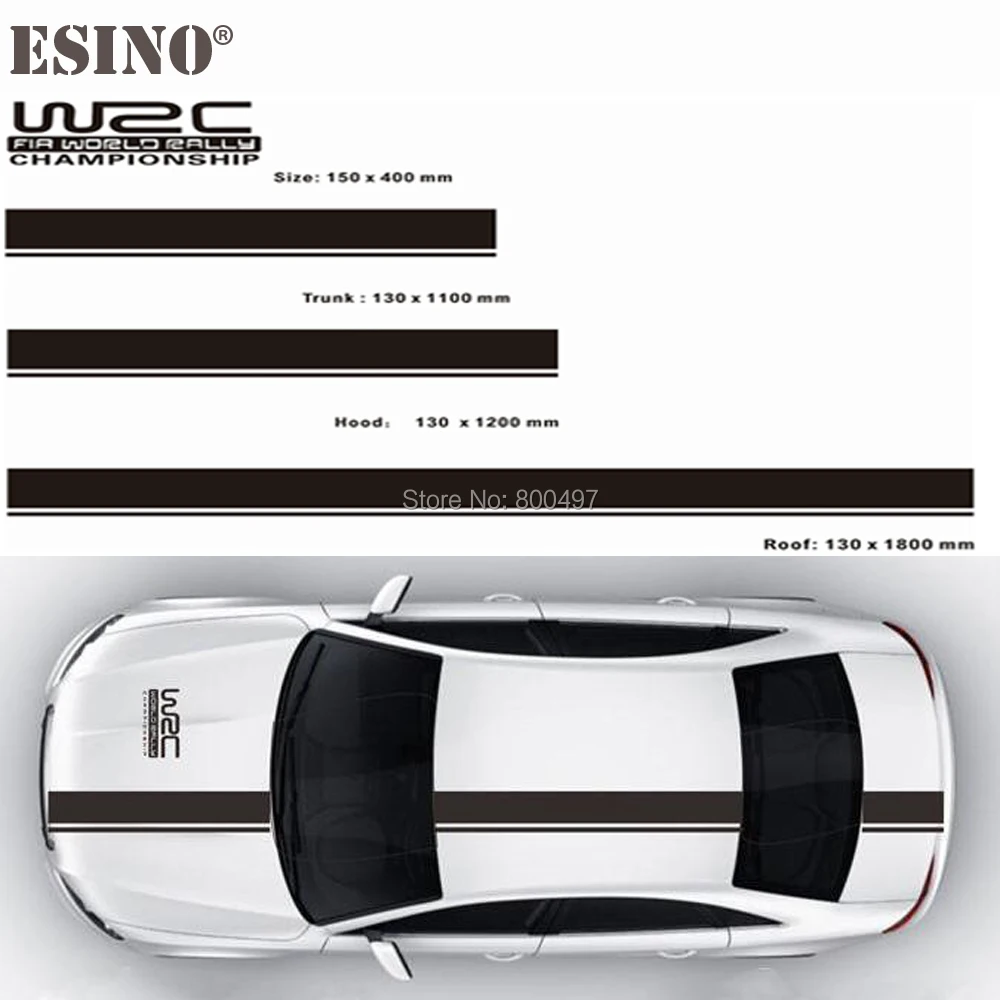 Nuovi Accessori Per Auto Wrc Fia World Rally Championship Stripe Set Car Hood Roof Trunk Vinyl Sticker Racing Rally Sports Decalcomania In Pvc